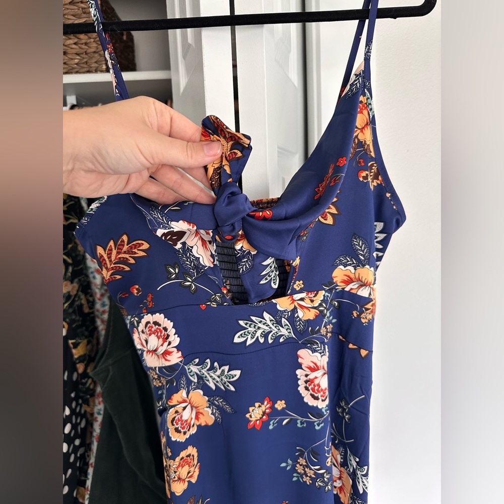 Royal Blue Dress with Slit & Front Knot
